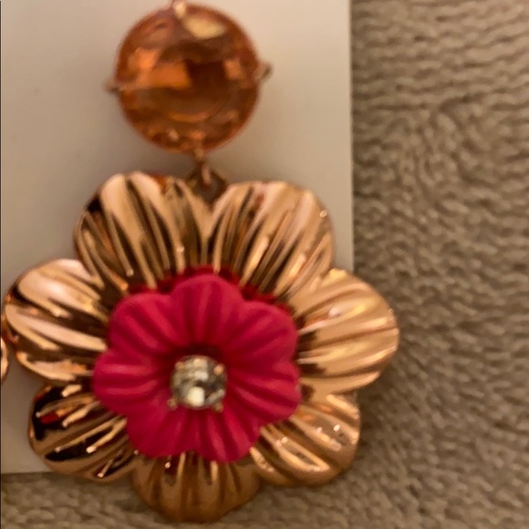 New Gold & Pink Kate Spade Dangle Flower Earrings - Picture 6 of 6